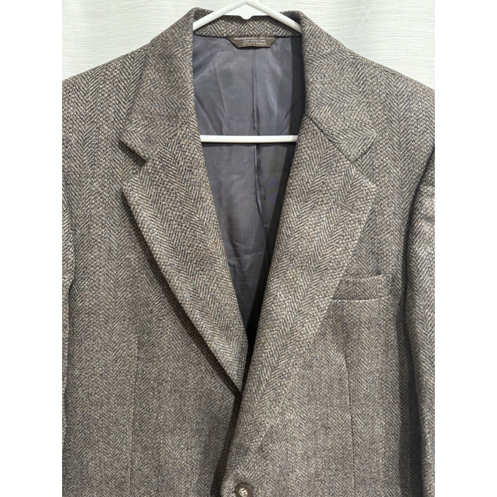 Vtg NWT CARTIER 100% Wool Herringbone 2 Button Blazer Suit Jacket MEN'S 42R 1970
